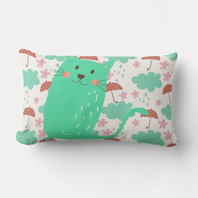 Coussin Rectangle Chats en pluie (Recto)