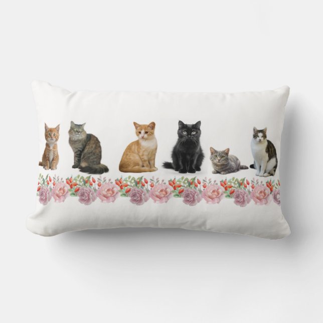 Coussin Rectangle Chats et Roses (Recto)