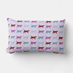 Coussin Rectangle Chats illustrés mignons marchant motif violet