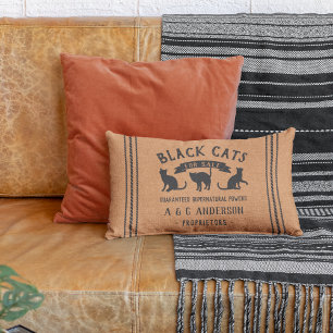 Coussin Rectangle Chats noirs Vintages d'Halloween Personnalisé