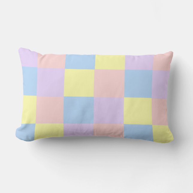 Coussin Rectangle Checkers Pastel Spring (Recto)