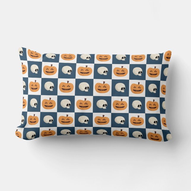Coussin Rectangle Checks de Skulls et Pumkins (Recto)
