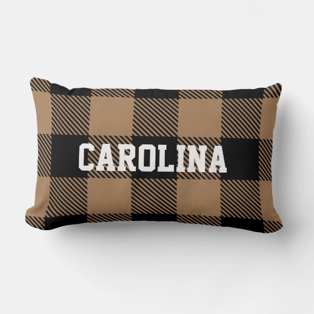 Coussin Rectangle chèque de buffle noir moderne (Recto)