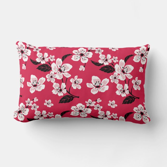 COUSSIN RECTANGLE CHERRY BLOSSOM - SAKURA (ROUGE) (Recto)
