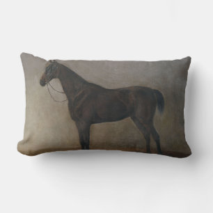 Coussin Rectangle Cheval Brown en dorage foncé (Art animal Vintage)