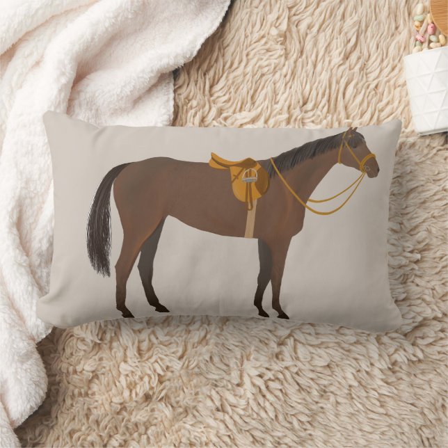 Coussin Rectangle Cheval d'équitation à selle tiré à la main (Couverture)