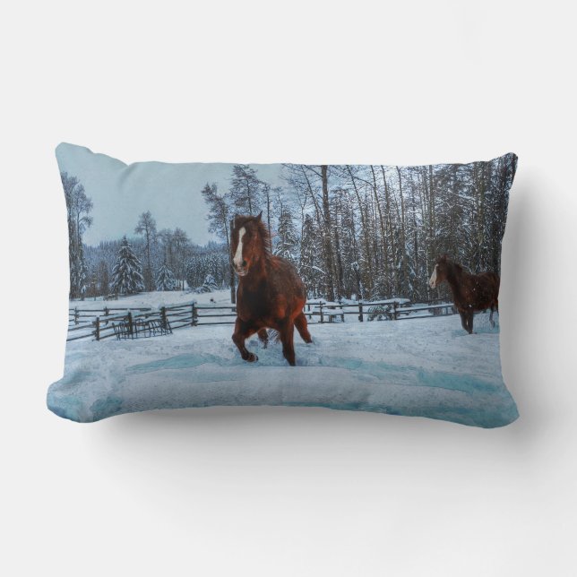 Coussin Rectangle Cheval Sorrel Spirité en Neige pour les amateurs d (Recto)