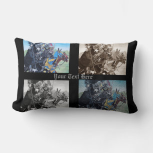 Coussin Rectangle chevaliers médiévaux jouant à cheval art histor