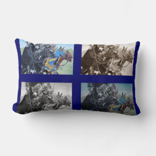 Coussin Rectangle chevaliers médiévaux jouant sur l'art historique d