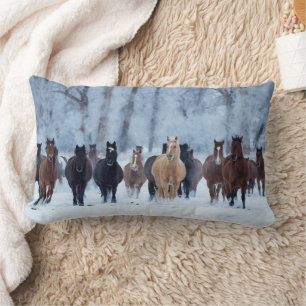 Coussin Rectangle Chevaux dans le froid