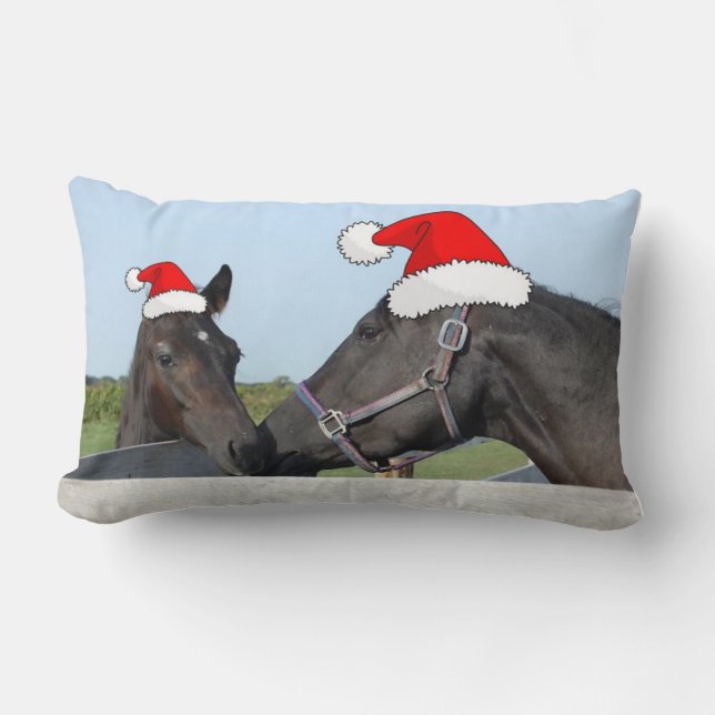Coussin Rectangle Chevaux de Noël (Recto)