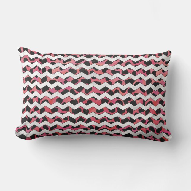 Coussin Rectangle Chevron rose et noir Dalmation (Recto)