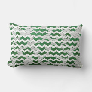 Coussin Rectangle Chevron Vache vert et blanc Impression