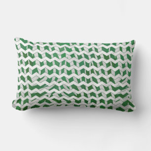 Coussin Rectangle Chevron Zebra Green et White Print