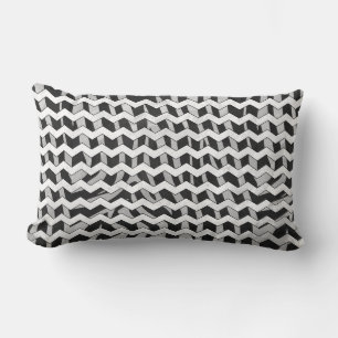 Coussin Rectangle Chevron Zebra noir et gris
