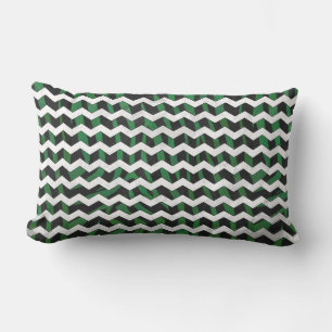 Coussin Rectangle Chevron Zebra noir et vert