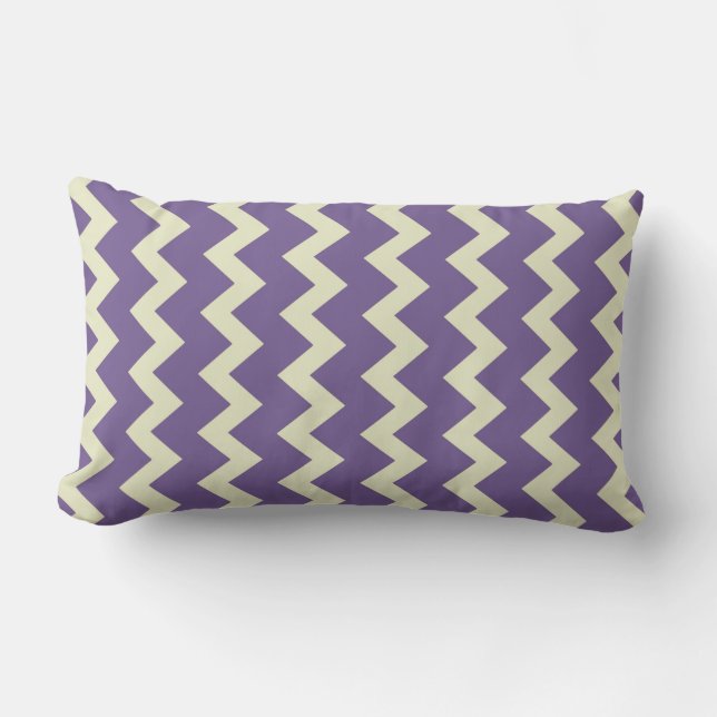 Coussin Rectangle Chevron zigzag naturel vert pâle violet clair (Recto)