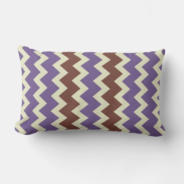 Coussin Rectangle Chevron zigzag vert pâle violet brun clair (Recto)