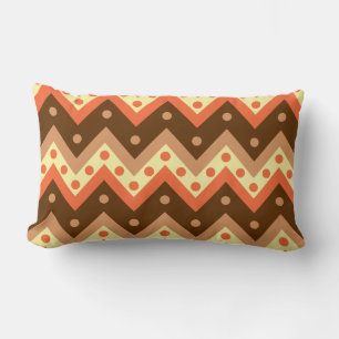 Coussin Rectangle Chevrons et points - brun et rouille