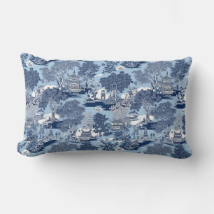 Coussin Rectangle Chic Bleu blanc saule chinoiserie cottage