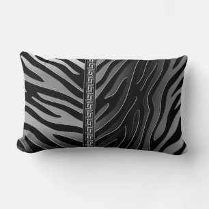 Coussin Rectangle Chic Elegant Digital Ombre Grey Black Zebra