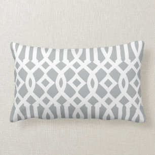 Coussin Rectangle Chic moderne gris clair et blanc Trellis Motif