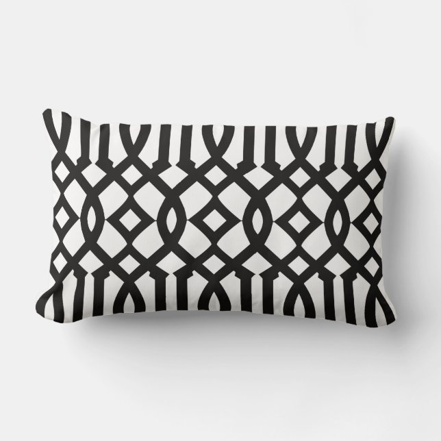 Coussin Rectangle Chic moderne Motif Trellis noir et blanc (Recto)