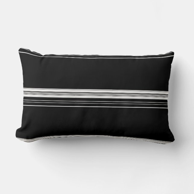 Coussin Rectangle Chic noir rayé (Recto)