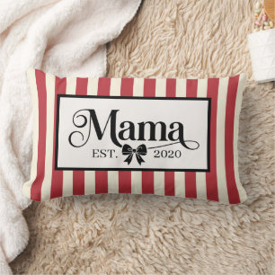 Coussin Rectangle Chic rayures rouges personnalisé souvenir de maman