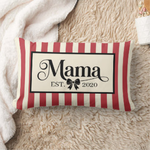 Coussin Rectangle Chic rayures rouges personnalisé souvenir de maman