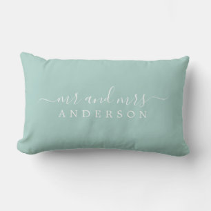 Coussin Rectangle Chic Script M. Mme Pastel Blue Monogram nouvelleme