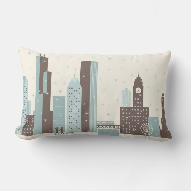 Coussin Rectangle Chicago en hiver (Recto)