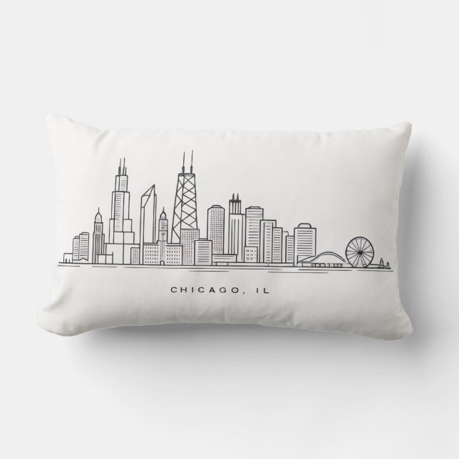 Coussin Rectangle Chicago IL Cityscape Illustration (Recto)