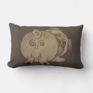 Coussin Rectangle chien chiot mignon jouant du carlin brun