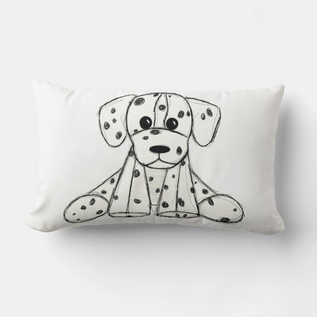 Coussin Rectangle Chien en dalmate dessin simple noir (Recto)