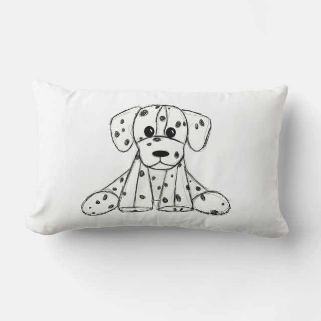 Coussin Rectangle Chien en dalmate dessin simple noir (Recto)