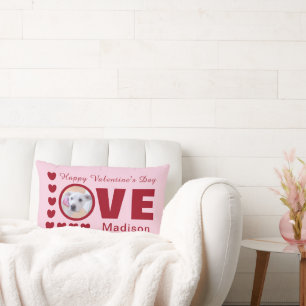 Coussin Rectangle Chien mignon amour Coeurs Valentines Jour Rouge