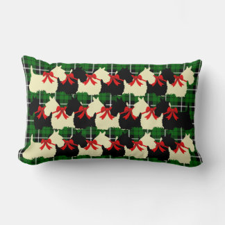 Coussin Rectangle Chien Scottish Terrier à carreaux vert île
