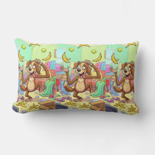 Coussin Rectangle Chien Singe Jongleur – Un Petit Chaos À La Maison
