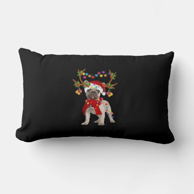 Coussin Rectangle Chien-taureau français Magnifique renne Arbre de N (Recto)