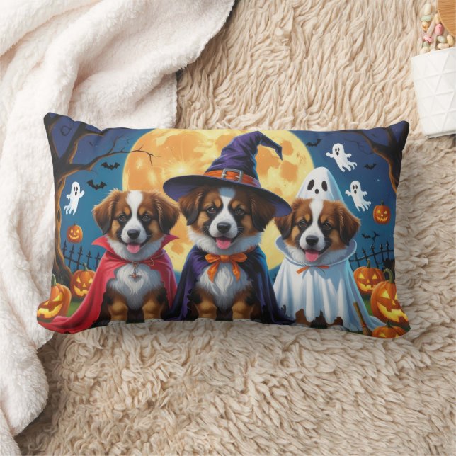 Coussin Rectangle Chiens bergers belges Citrouille Halloween Funny (Couverture)