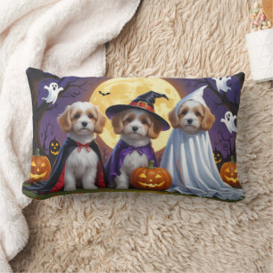 Coussin Rectangle Chiens de Coton De Tulear Citrouille Halloween Fun