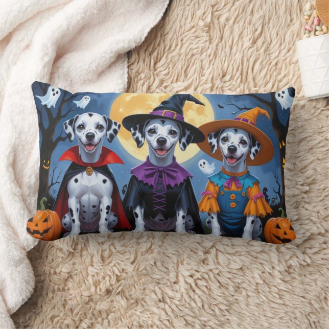 Coussin Rectangle Chiens de Dalmatie Citrouille Halloween drôle (Couverture)