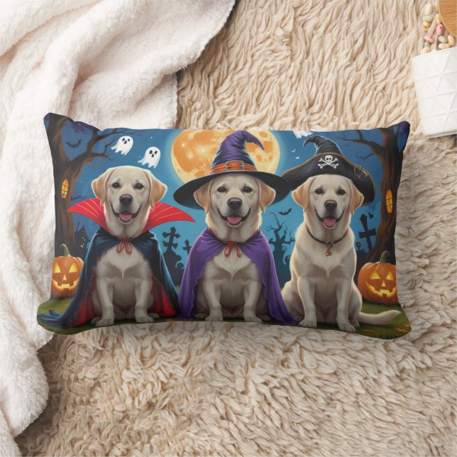 Coussin Rectangle Chiens du Labrador Citrouille Halloween Funny (Couverture)