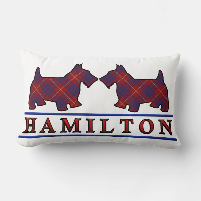 Coussin Rectangle Chiens écossais du Clan Hamilton Tartan Scottie (Recto)