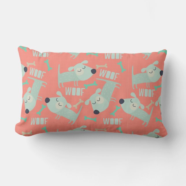 Coussin Rectangle Chiens et os de Woof (Recto)