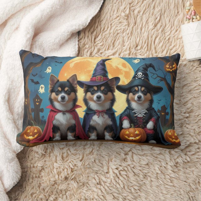 Coussin Rectangle Chiens lapons finlandais Citrouille Halloween drôl (Couverture)