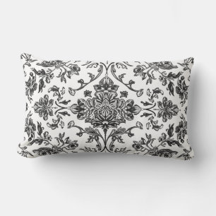 Coussin Rectangle Chinoiserie Florale Noir & Blanc Aquarelle