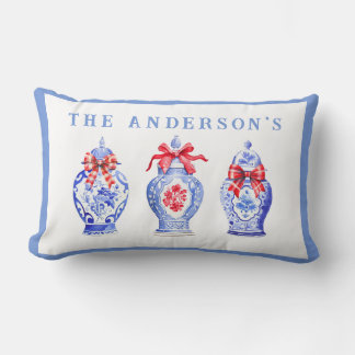 Coussin Rectangle Chinoiserie Ginger Jar Avec Bow Rouge
