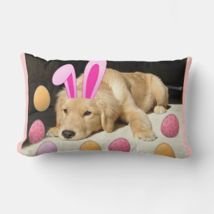 Coussin Rectangle Chiot de Pâques Golden Retriever